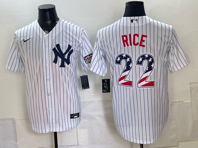 Men 2026 New York Yankees #22 Rice white Nike MLB Jersey 0722001->tampa bay rays->MLB Jersey